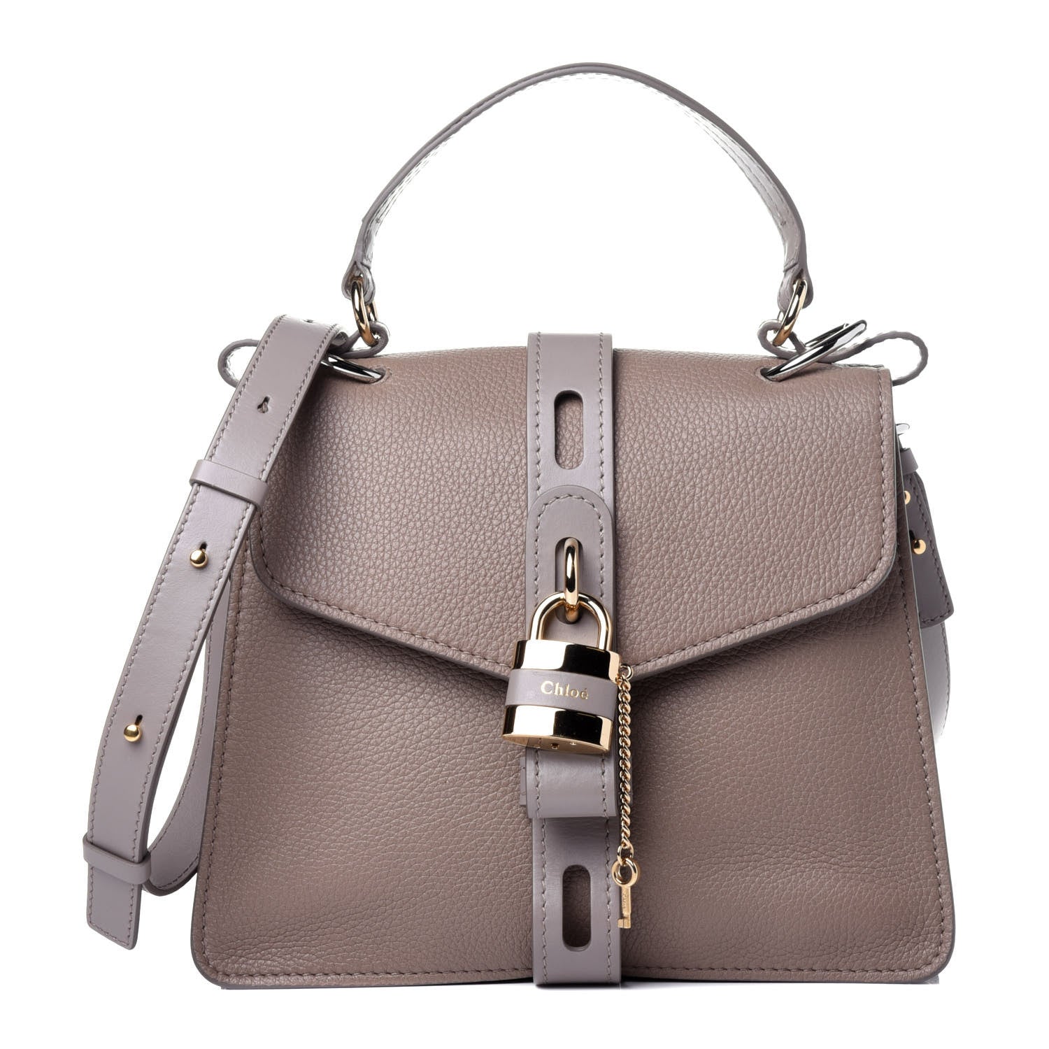 Chloe Shiny Grained Calfskin Medium Aby Day Shoulder Bag Motty Grey 1 of 12