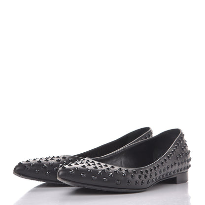 Saint Laurent Calfskin Studded Paris Ballerina Flats 37 Black 3 of 10