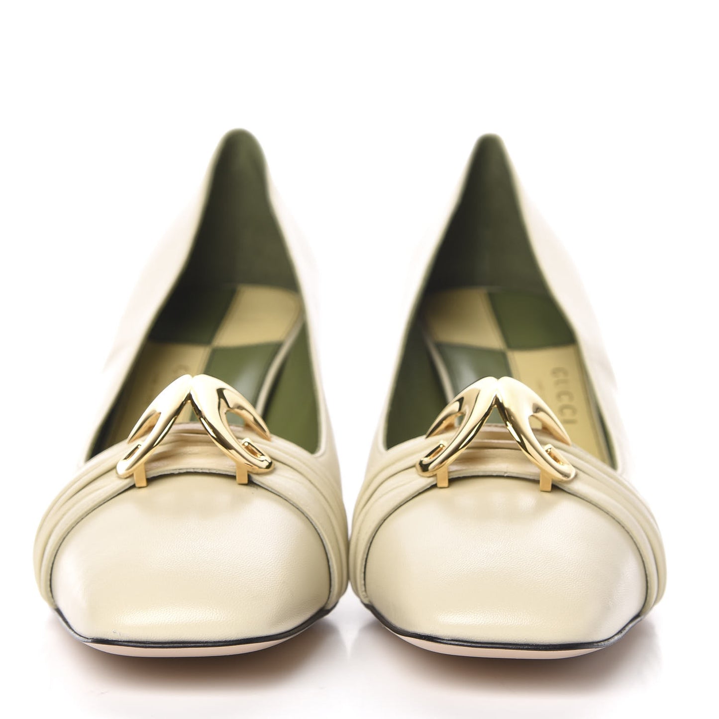 Malaga Kid Half Moon GG Square Toe Pumps 41.5 White