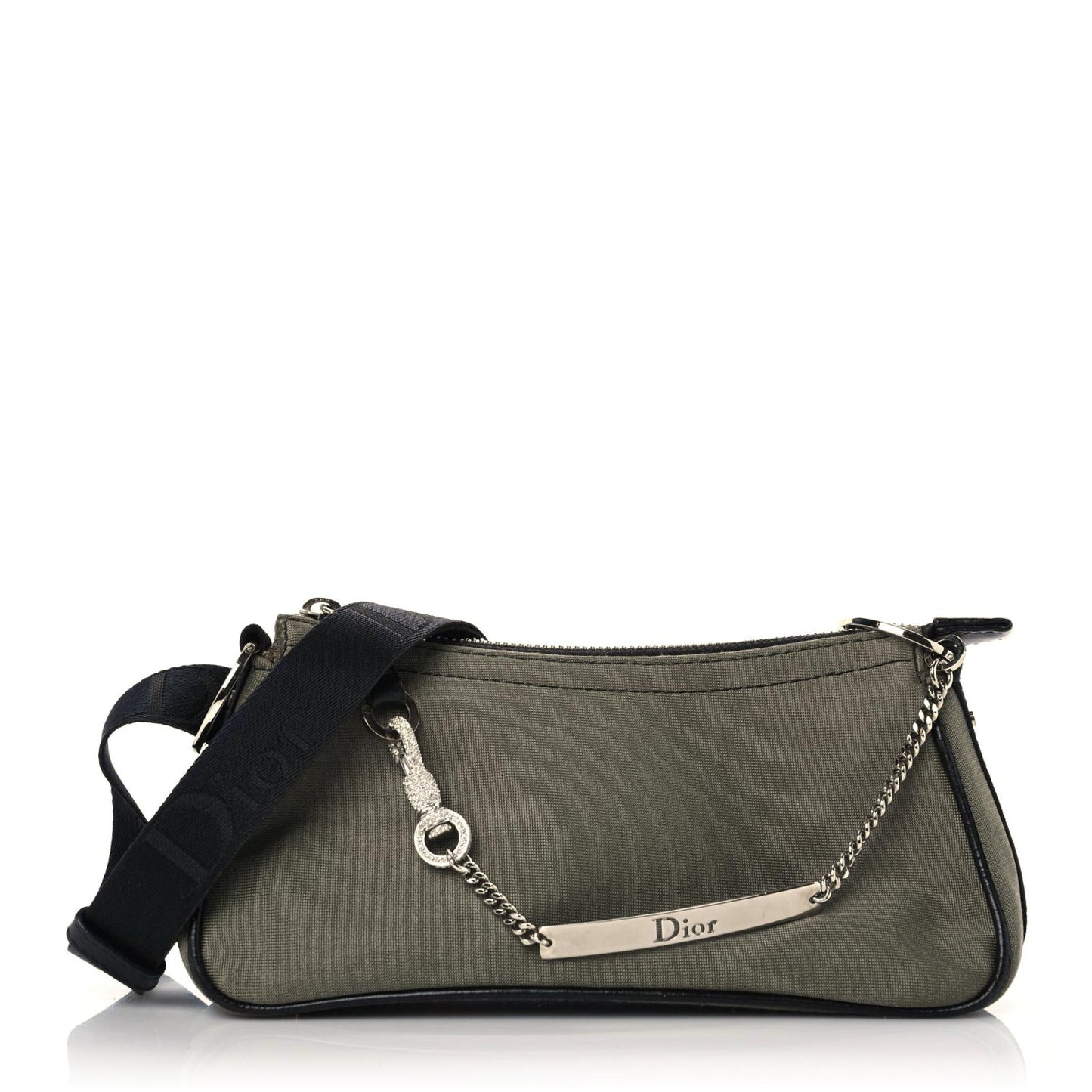 Silk Jersey Crystal Hardcore Shoulder Bag Grey Black