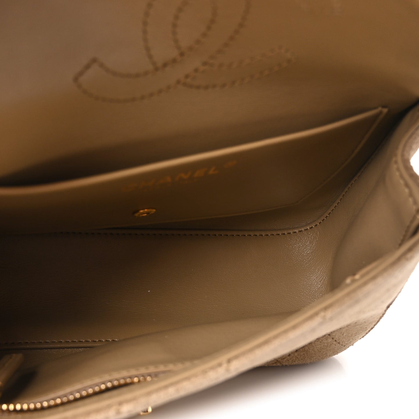 Suede Calfskin Mini Souplissimo Flap Dark Beige