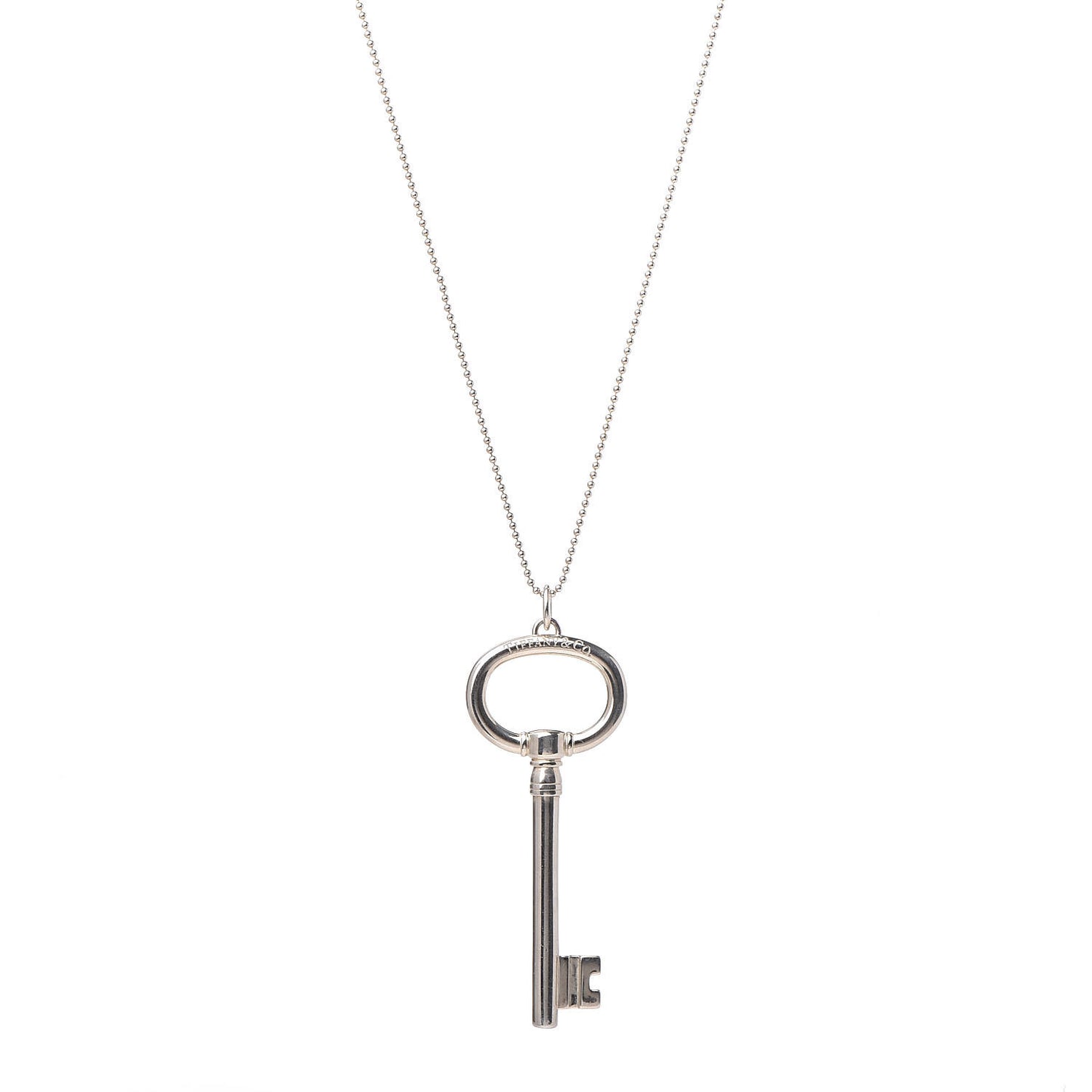 Sterling Silver Oval Key Pendant Necklace