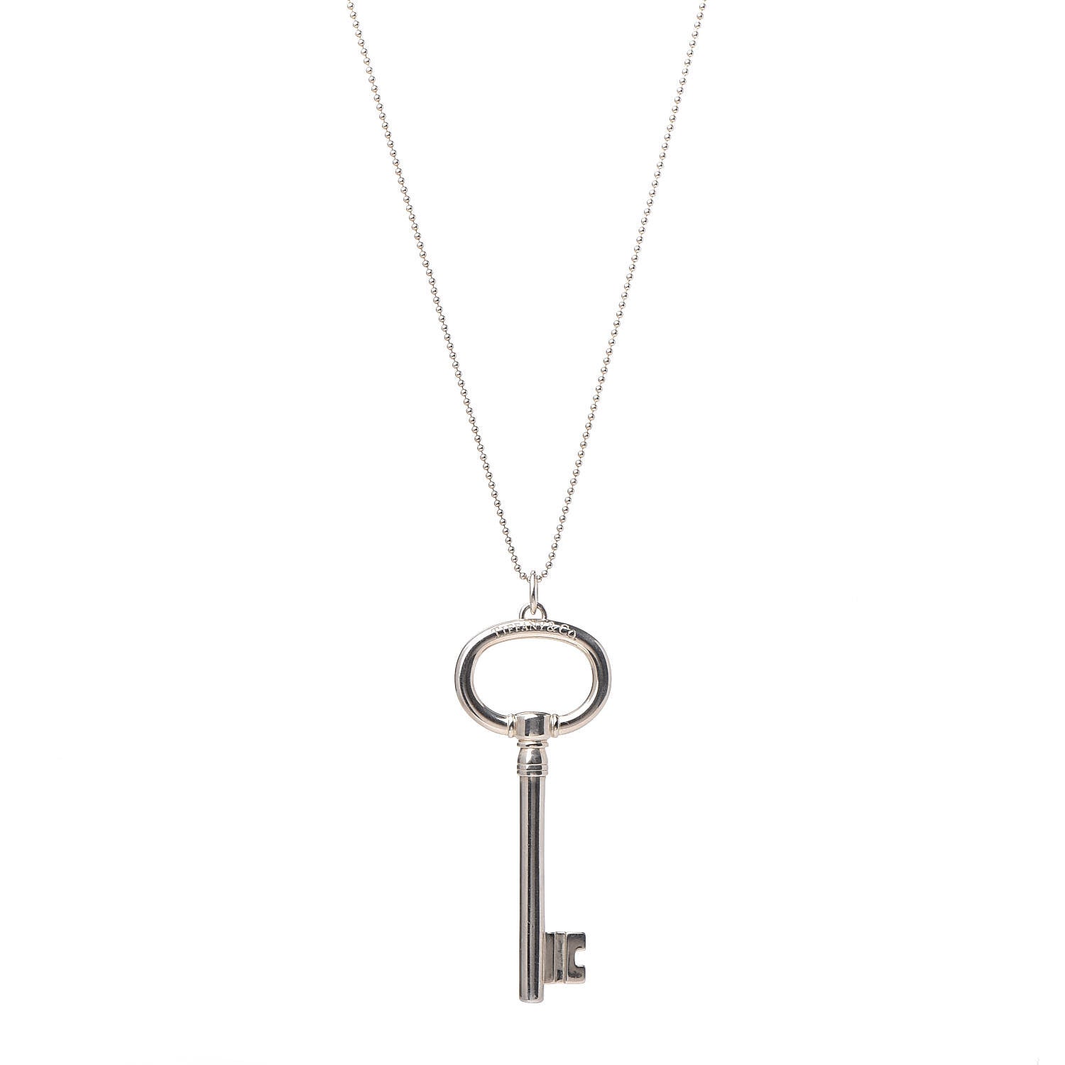 Tiffany Sterling Silver Oval Key Pendant Necklace 1 of 7