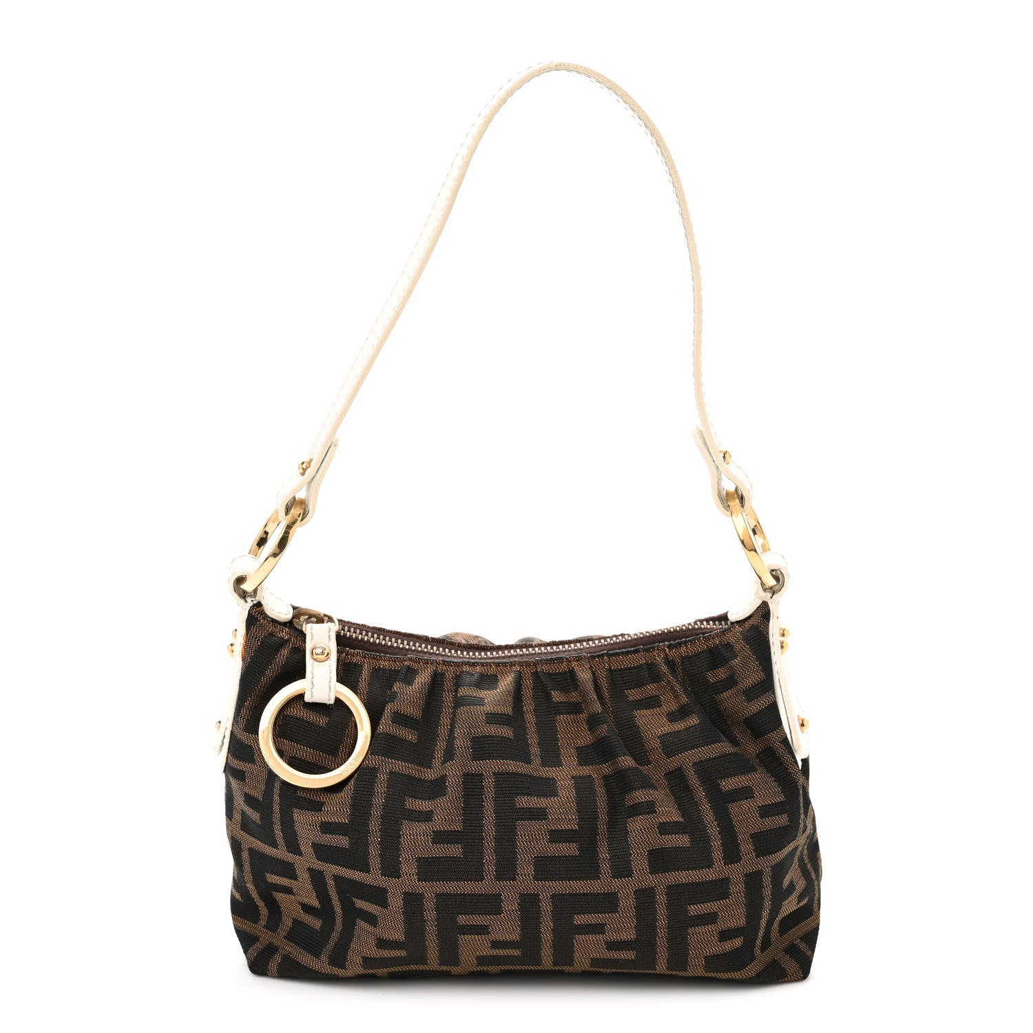 Fendi Zucca Cuoio Lucido Hobo Tobacco White 1 of 15