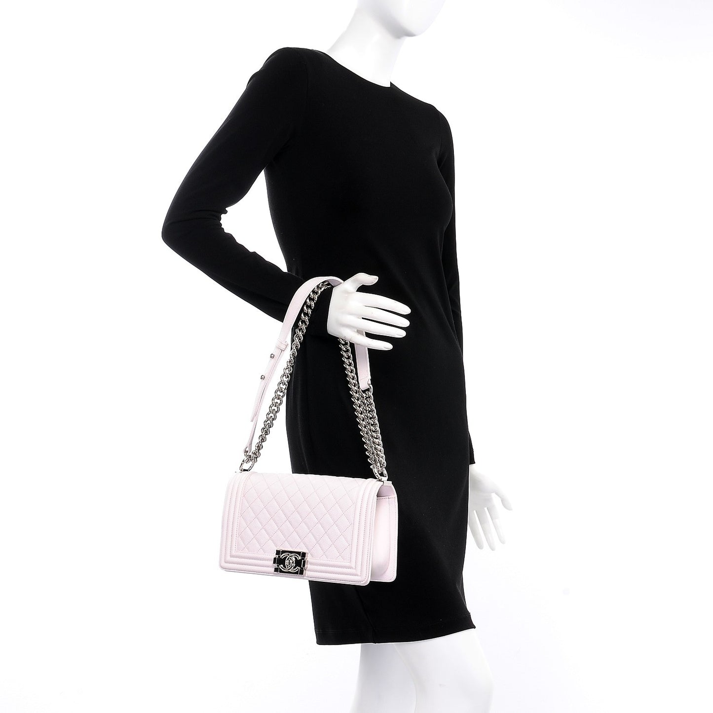 Caviar Quilted Medium Boy Flap White