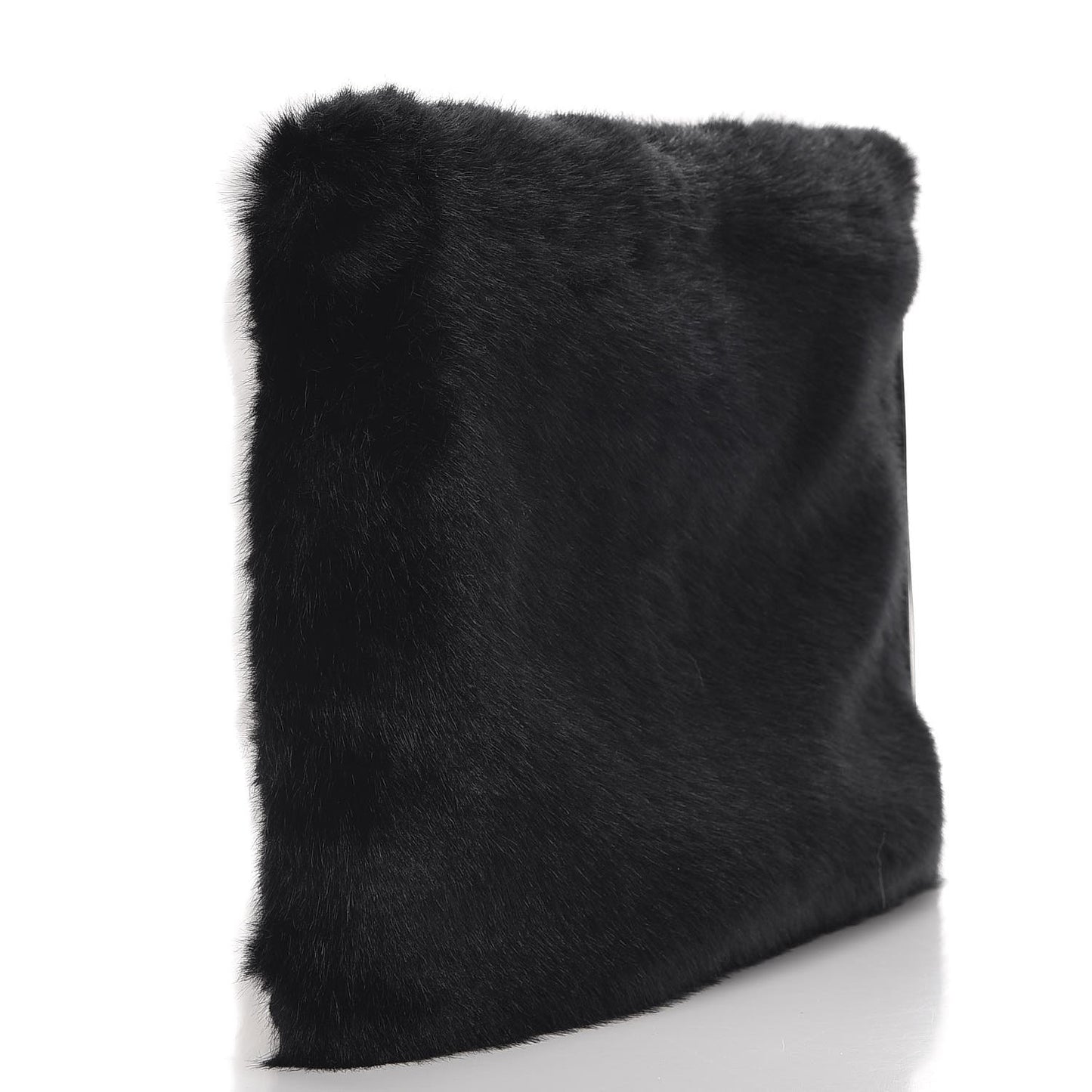 Faux Fur Two Tone Large GV3 Pouch Wristlet Black White