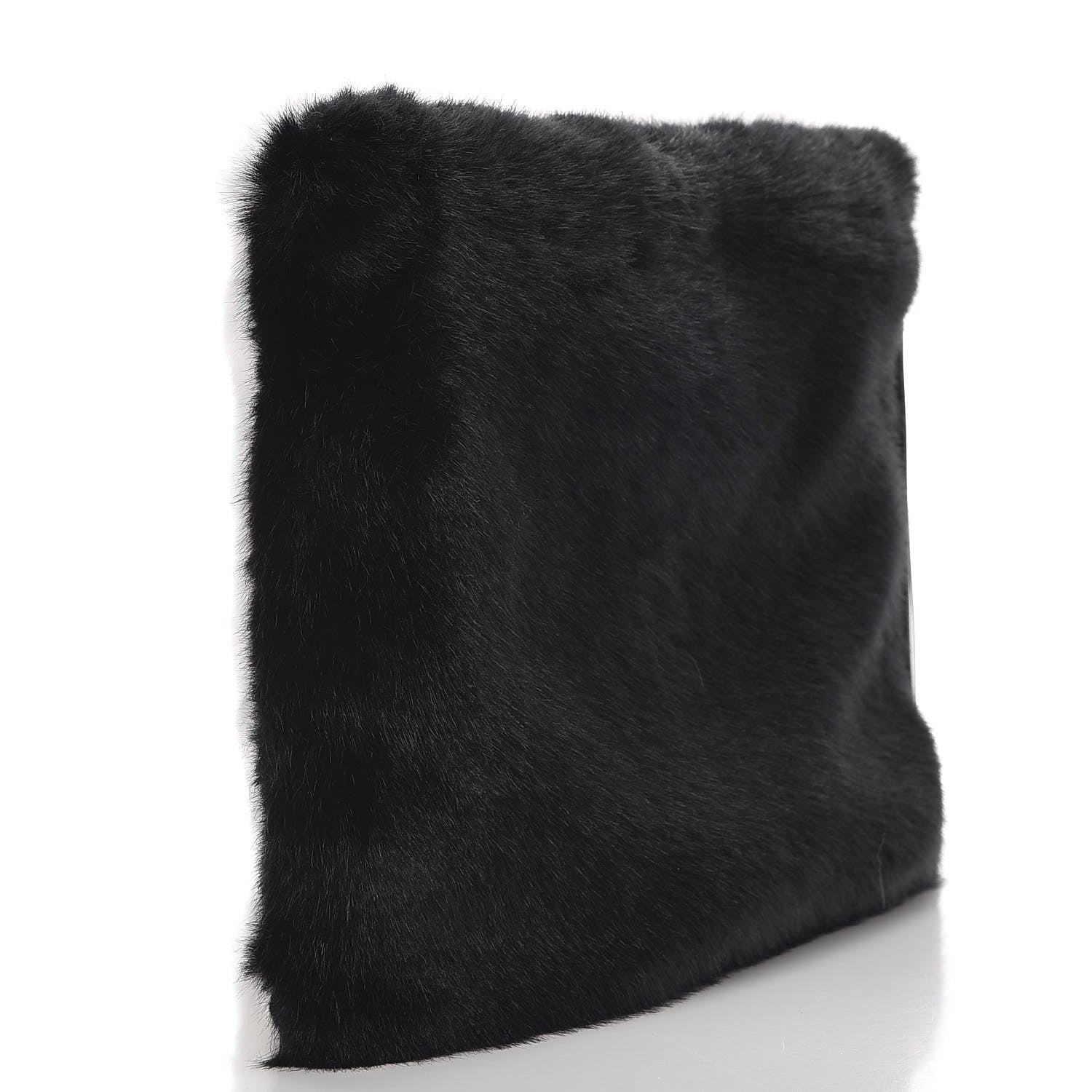 Givenchy Faux Fur Two Tone Large GV3 Pouch Wristlet Black White 3 of 8