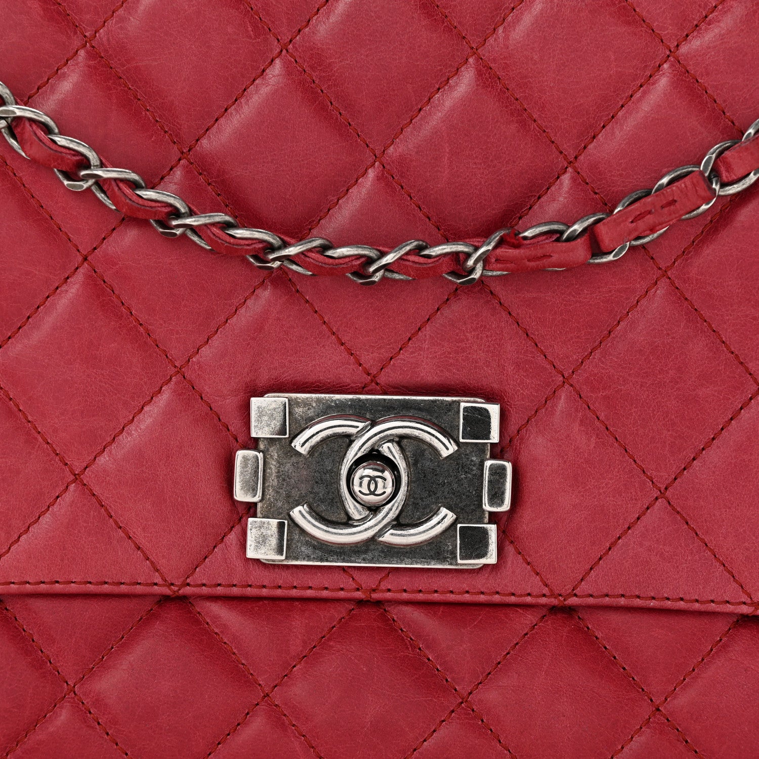 Chanel Glazed Calfskin Quilted Soft Boy Flap Red 12 of 14