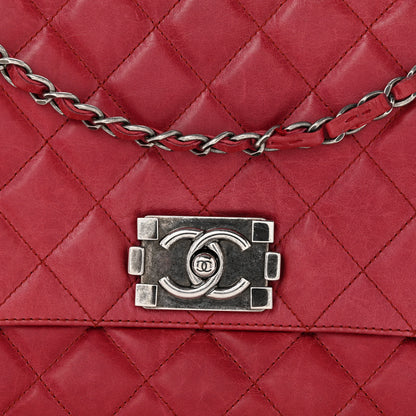Chanel Glazed Calfskin Quilted Soft Boy Flap Red 12 of 14