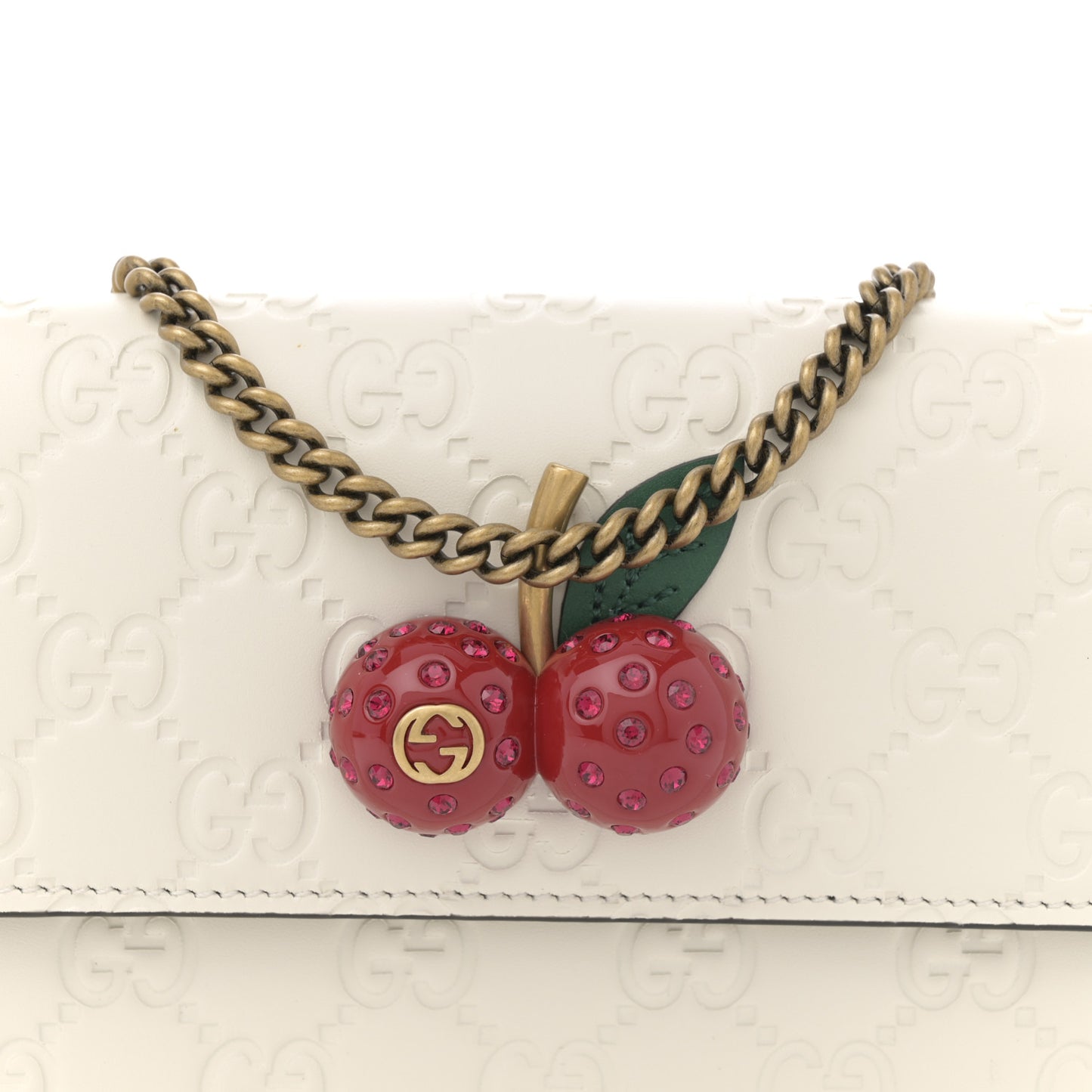 Guccissima Mini Cherry Chain Bag White