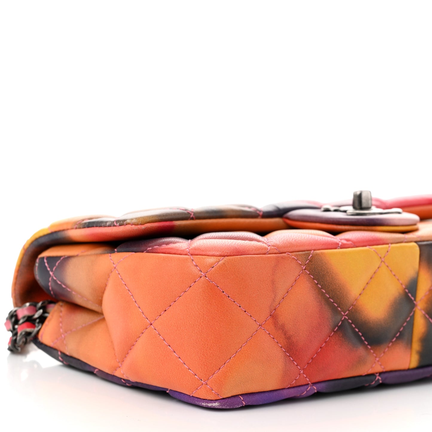 Lambskin Quilted Small Flower Power Flap Ecru Orange Red Purple