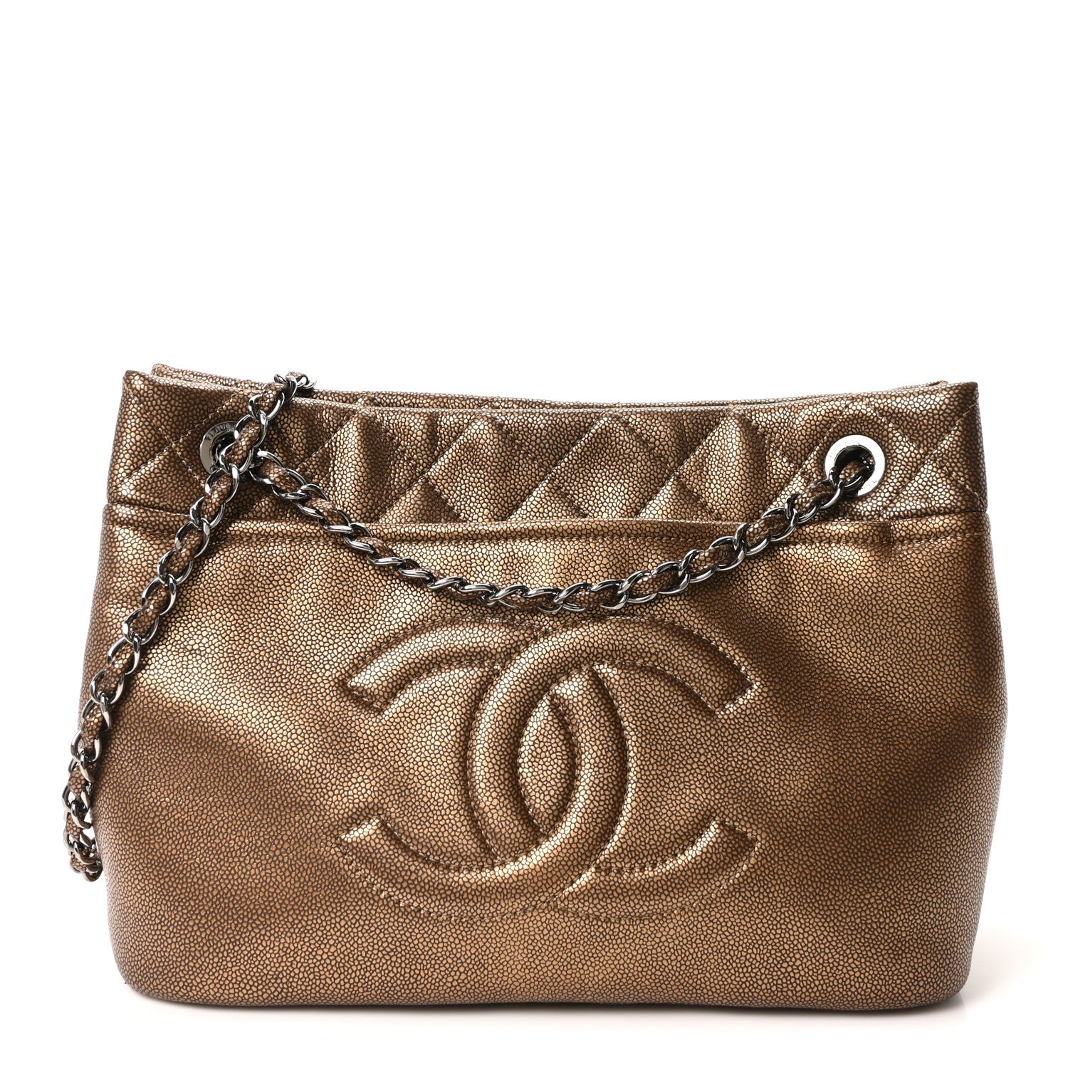 Chanel Metallic Caviar Quilted Large Timeless CC Soft Tote Bronze 1 of 10