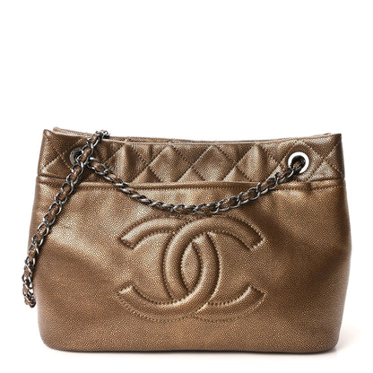 Chanel Metallic Caviar Quilted Large Timeless CC Soft Tote Bronze 1 of 10