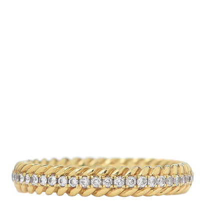 David Yurman 18K Yellow Gold Diamond Cable Eternity Band Ring 54 6.75 1 of 5