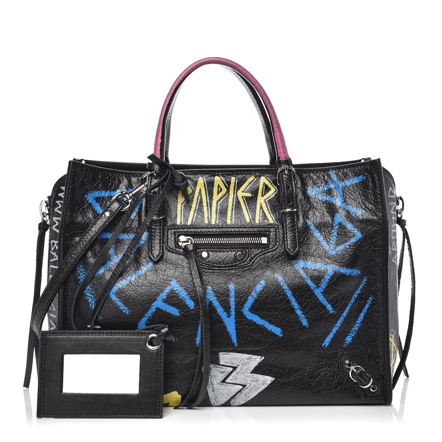 Balenciaga Agneau Graffiti Papier A6 Zip Around Tote Black 1 of 8