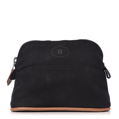 Hermes Cotton Canvas Mini Bolide Travel Cosmetic Pouch Black 1 of 9