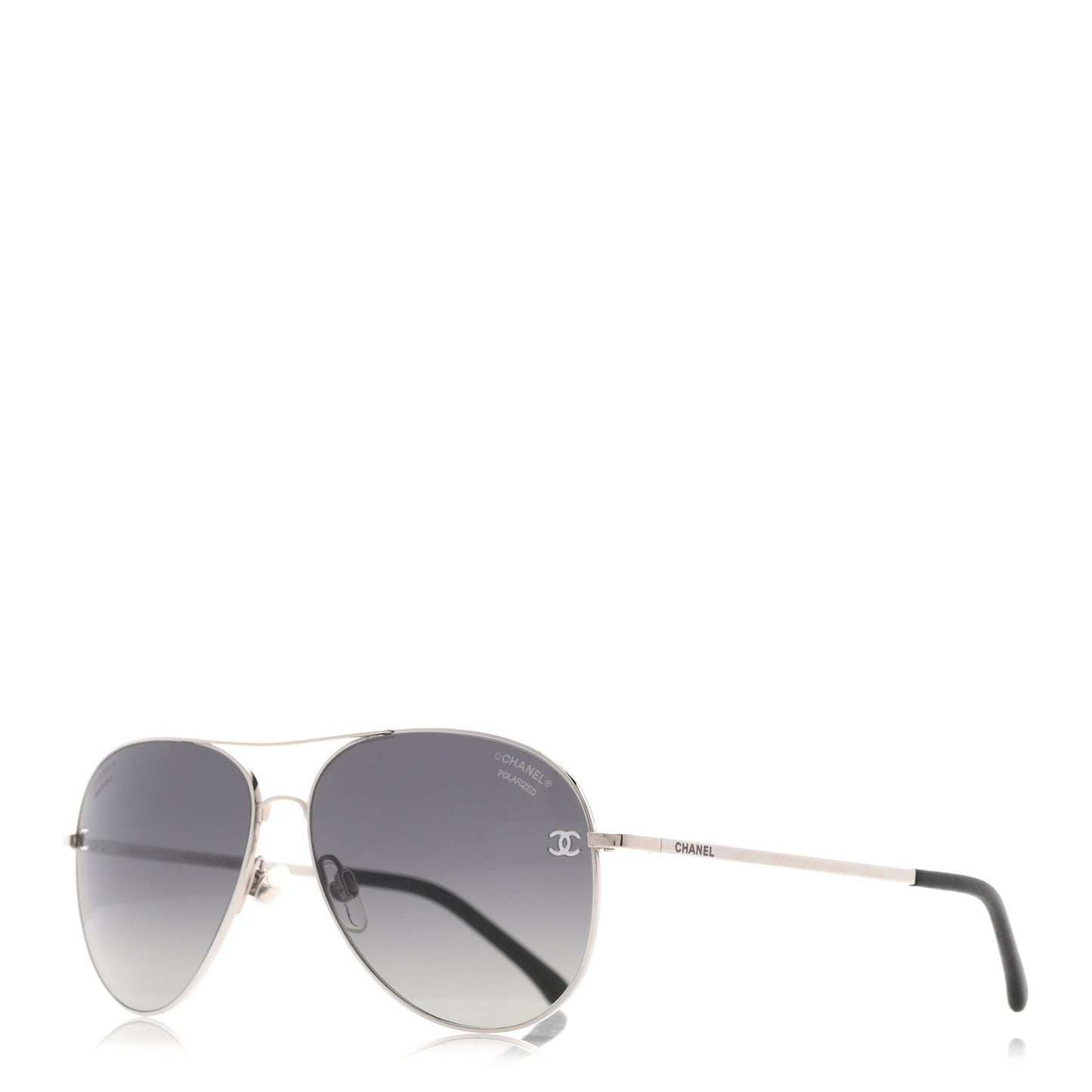 Metal Polarized CC Aviator Sunglasses 4189-T-Q Silver
