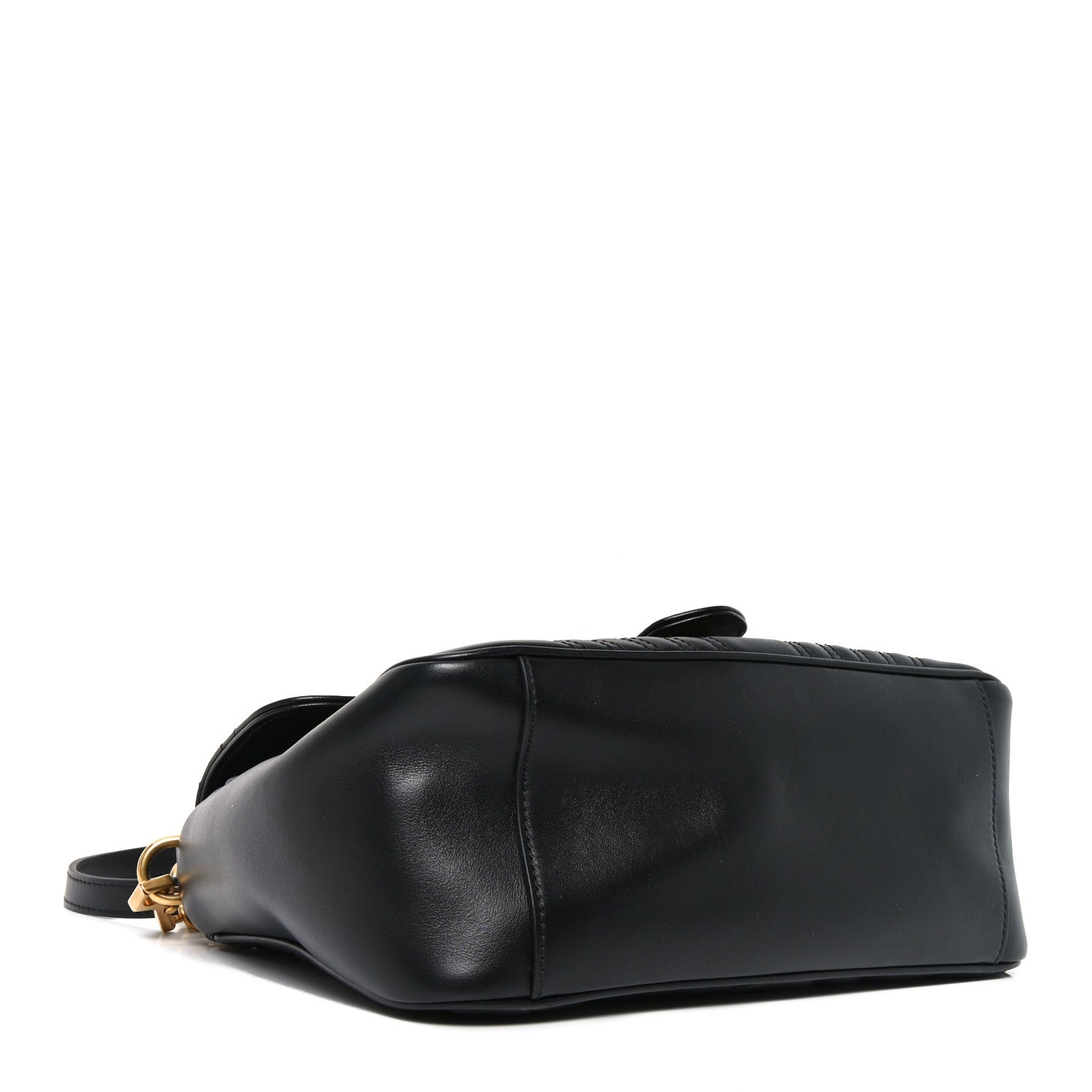 Gucci Calfskin Matelasse Small GG Marmont Top Handle Shoulder Bag Black 4 of 10