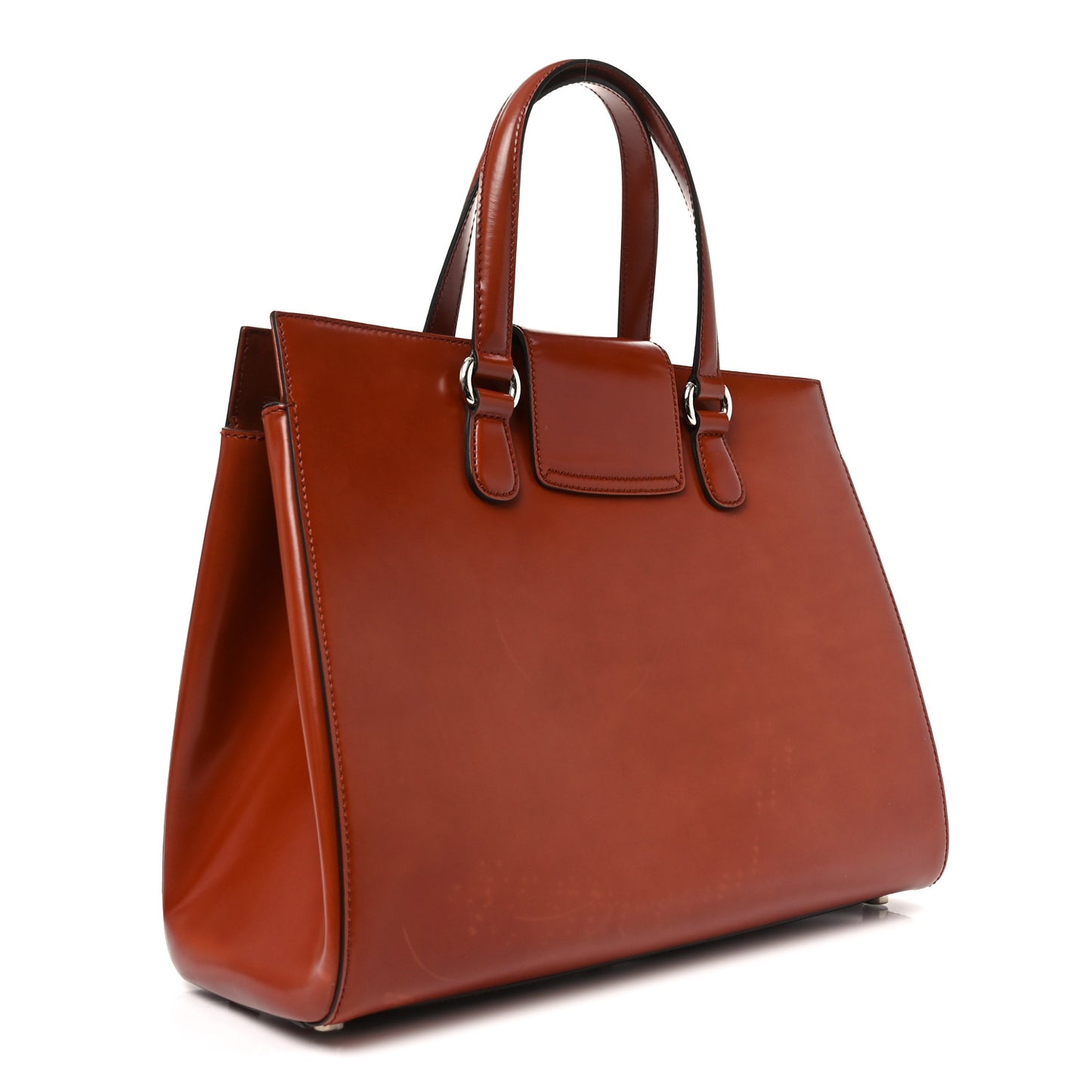 Regent Calfskin Large Lady Lock Flap Top Handle Bag Tan