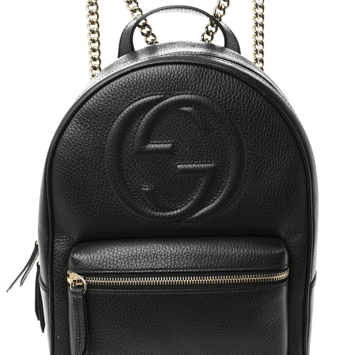 Pebbled Calfskin Soho Chain Backpack Black