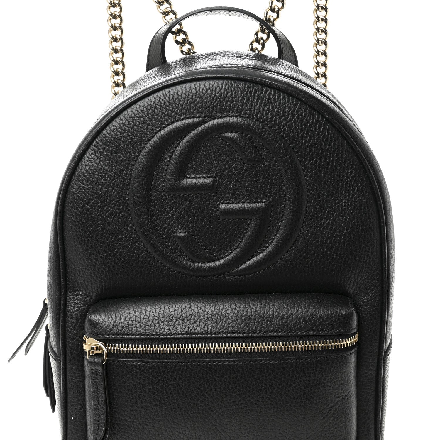 Gucci Pebbled Calfskin Soho Chain Backpack Black 9 of 12