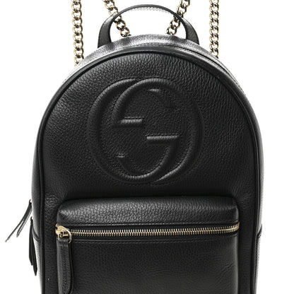 Gucci Pebbled Calfskin Soho Chain Backpack Black 9 of 12