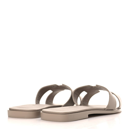 Hermes Box Calfskin Oran Sandals 38.5 Beige Mastic 4 of 9
