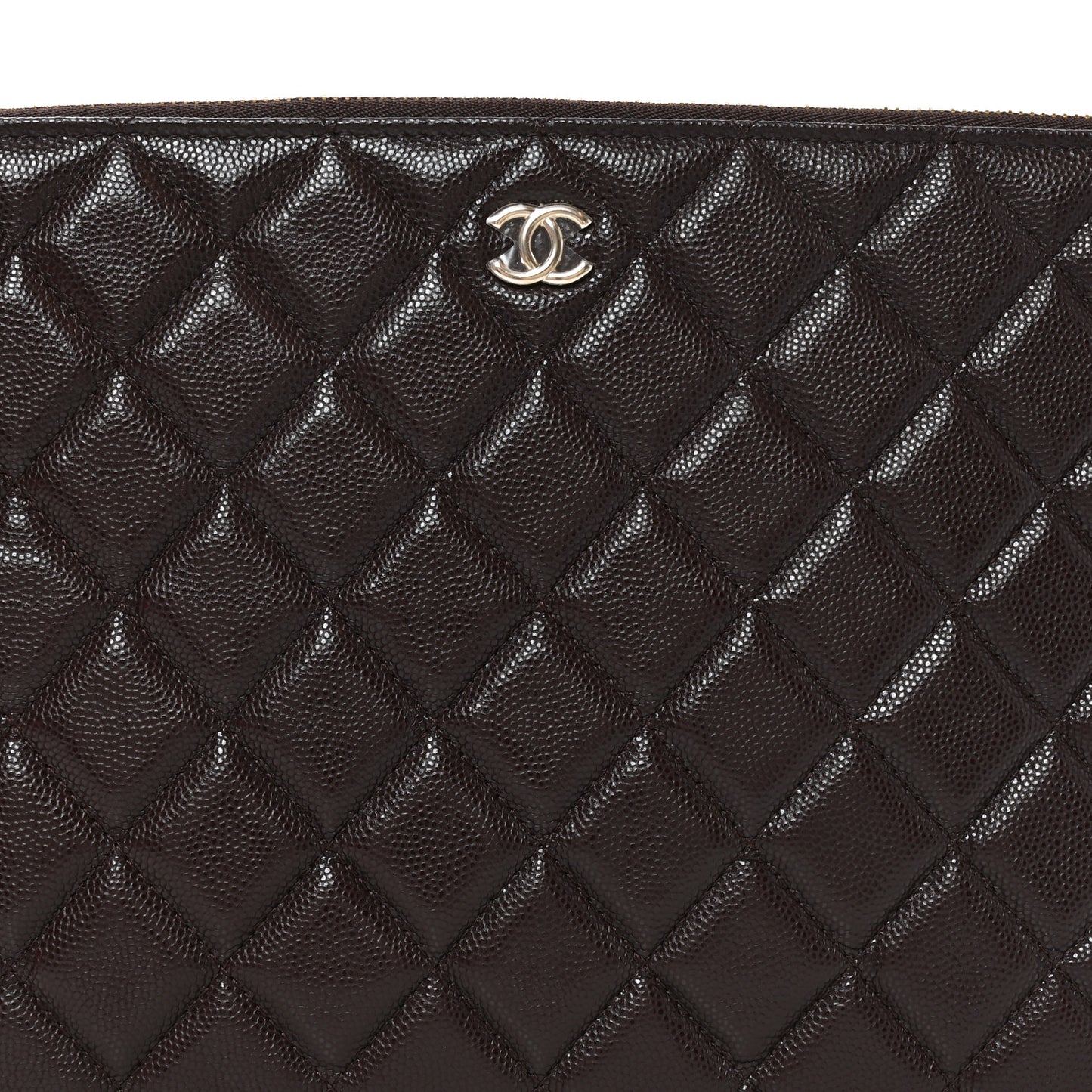 Caviar Quilted Medium Cosmetic Case Brown