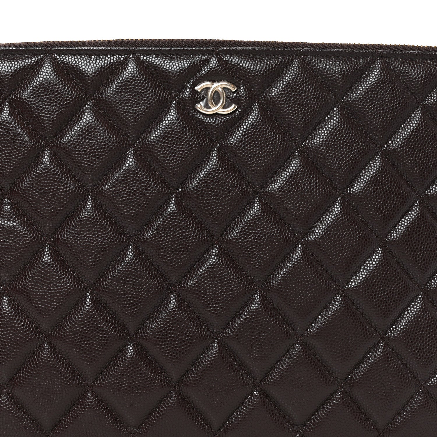 Chanel Caviar Quilted Medium Cosmetic Case Brown 8 of 11