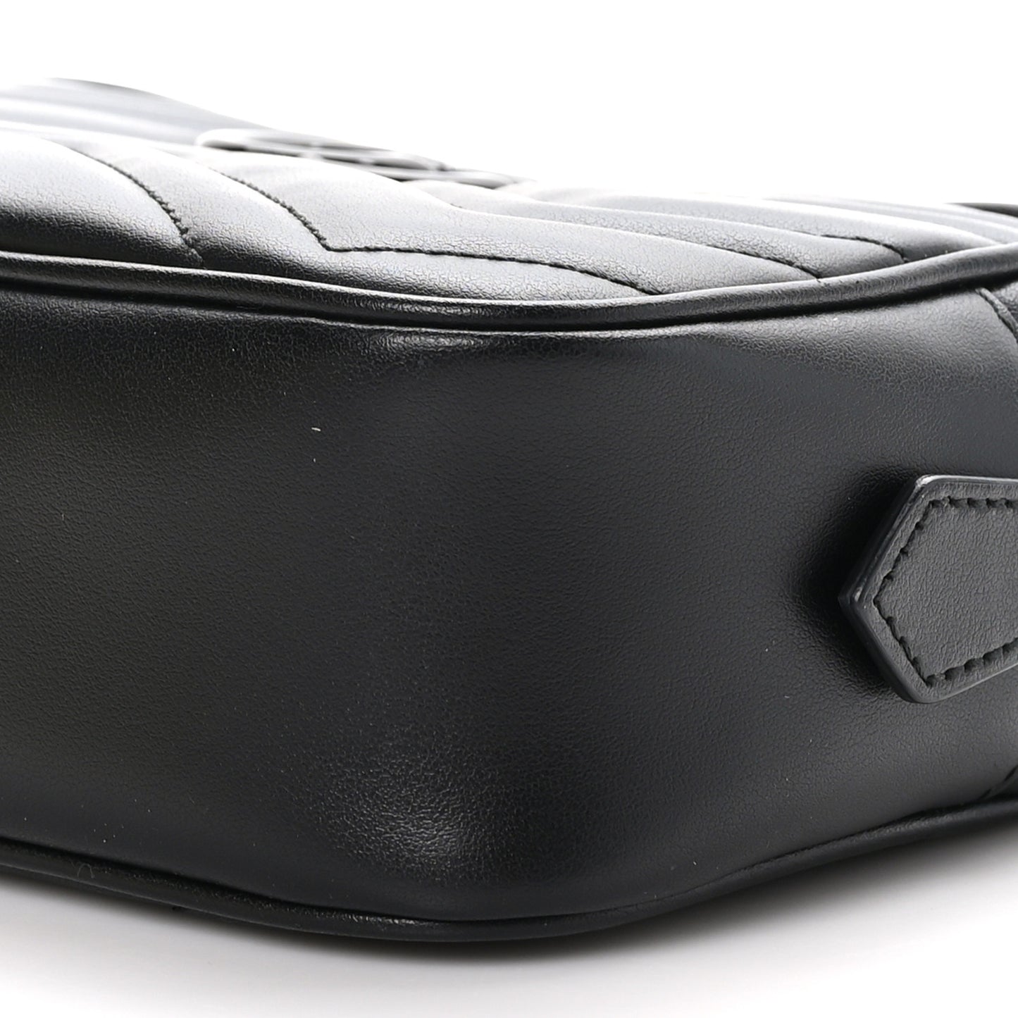 Calfskin Matelasse Monochrome Mini GG Marmont Chain Shoulder Bag Black