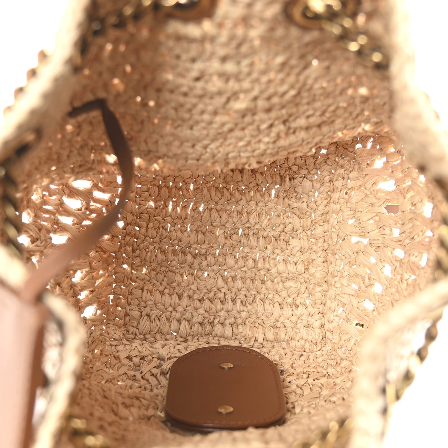 Raffia Calfskin Joe Mini Bucket Bag  Natural Brick