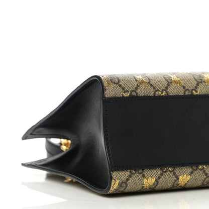 Gucci GG Supreme Monogram Bees Small Padlock Tote Beige Oro Black 10 of 11