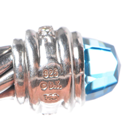David Yurman Sterling Silver Blue Topaz Diamond 7mm Cable Classics Bracelet 5 of 5