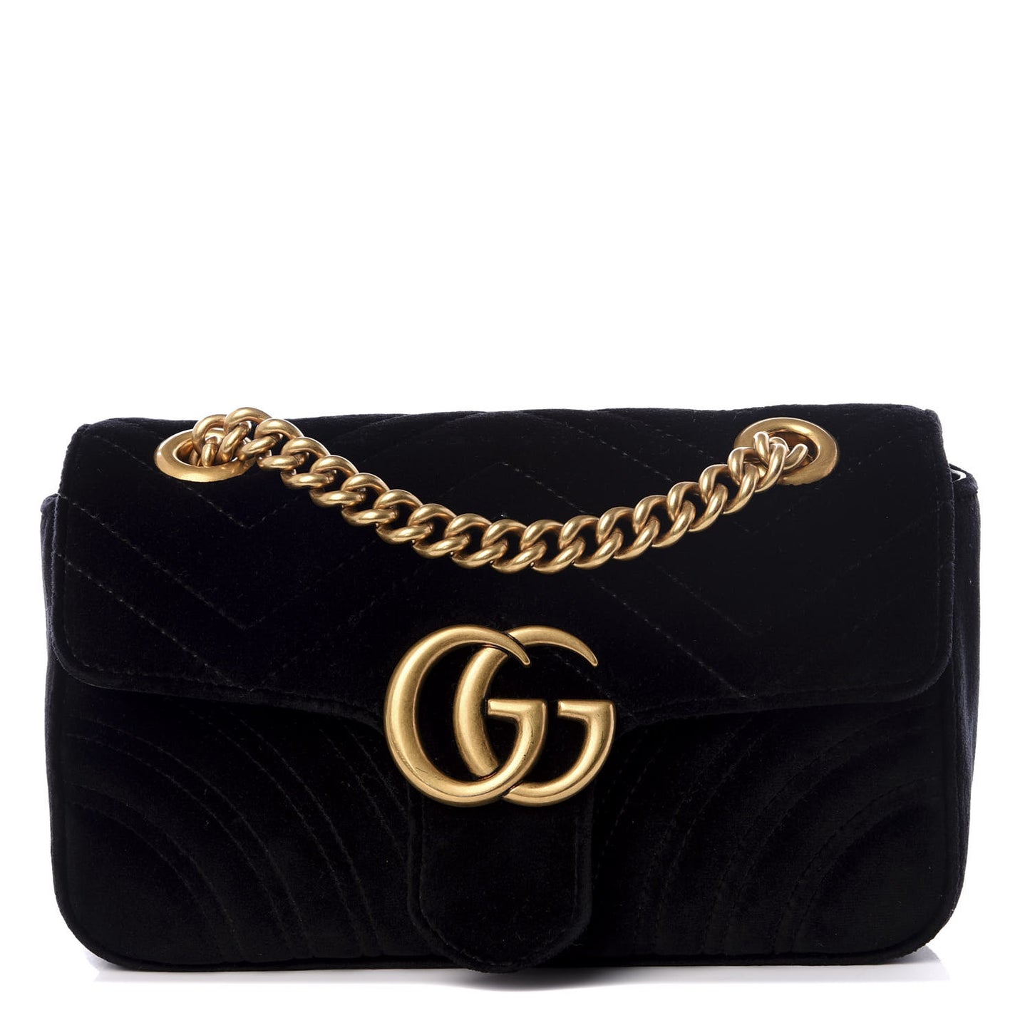 Velvet Matelasse Mini GG Marmont Shoulder Bag Black