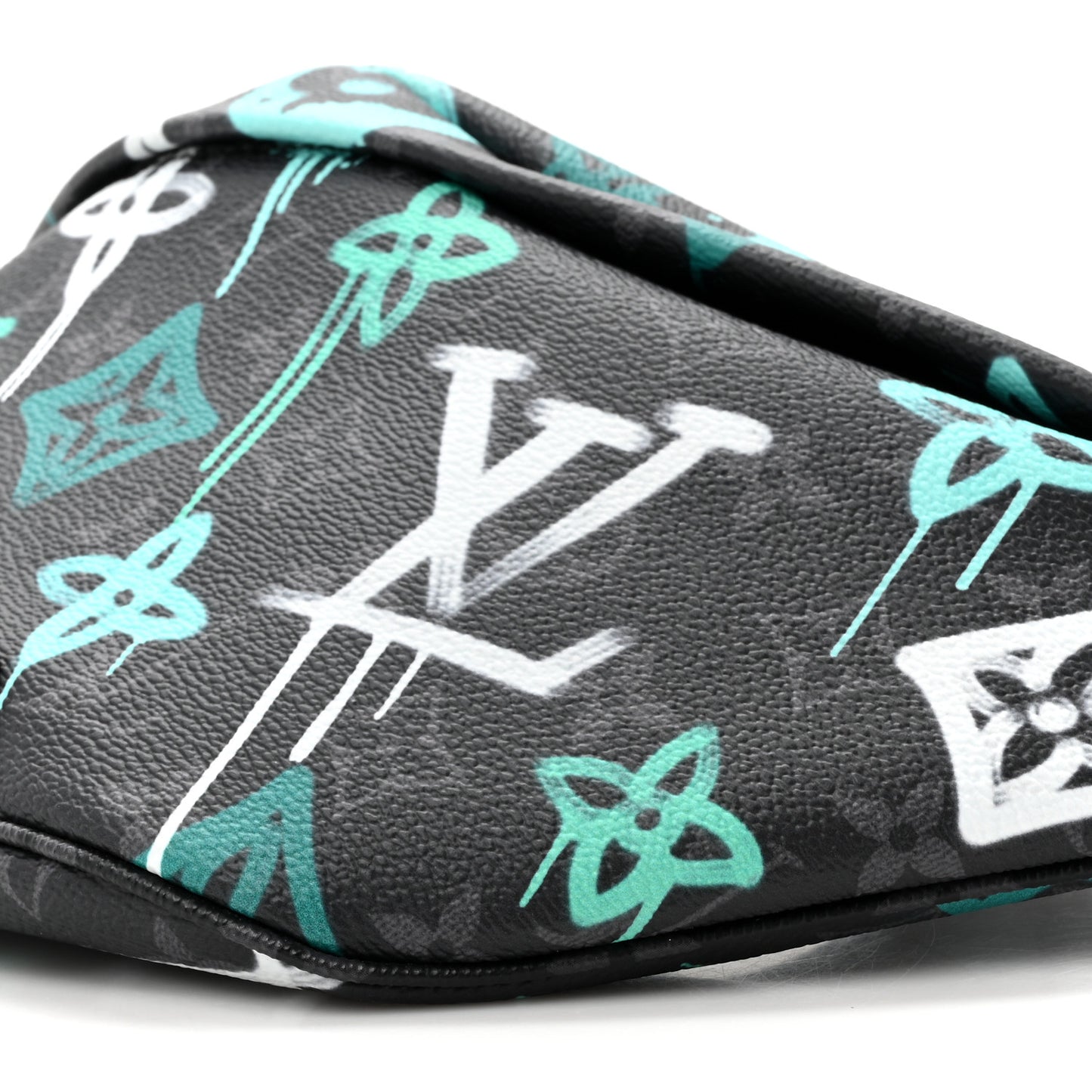 Monogram Eclipse LV Graffiti Discovery Bumbag Green Lights