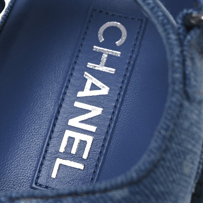 Chanel Printed Denim CC Dad Sandals 37.5 Light Blue 11 of 13