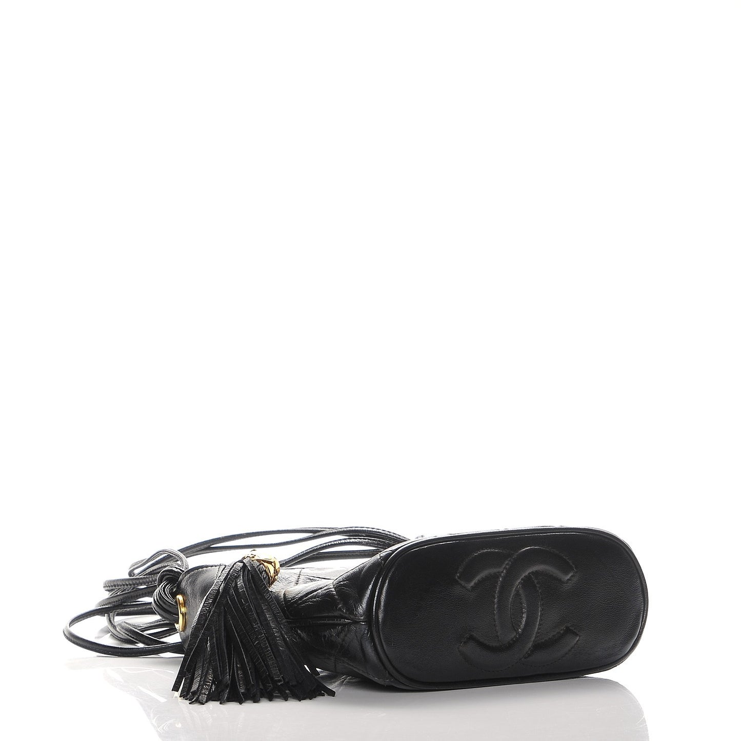 Lambskin Quilted Tassel Bag Black