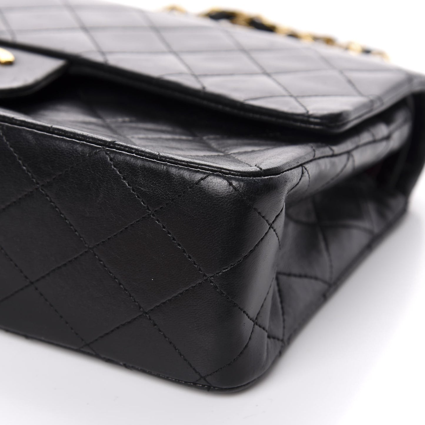 Lambskin Quilted Medium Double Flap Black