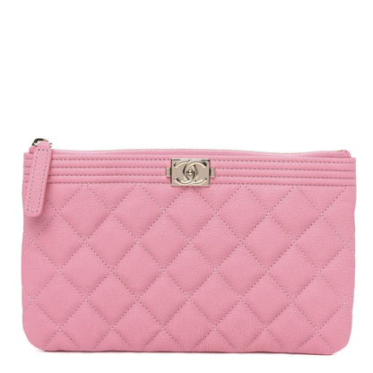 Chanel Caviar Quilted Zipped Boy Pouch Pink 1 of 8