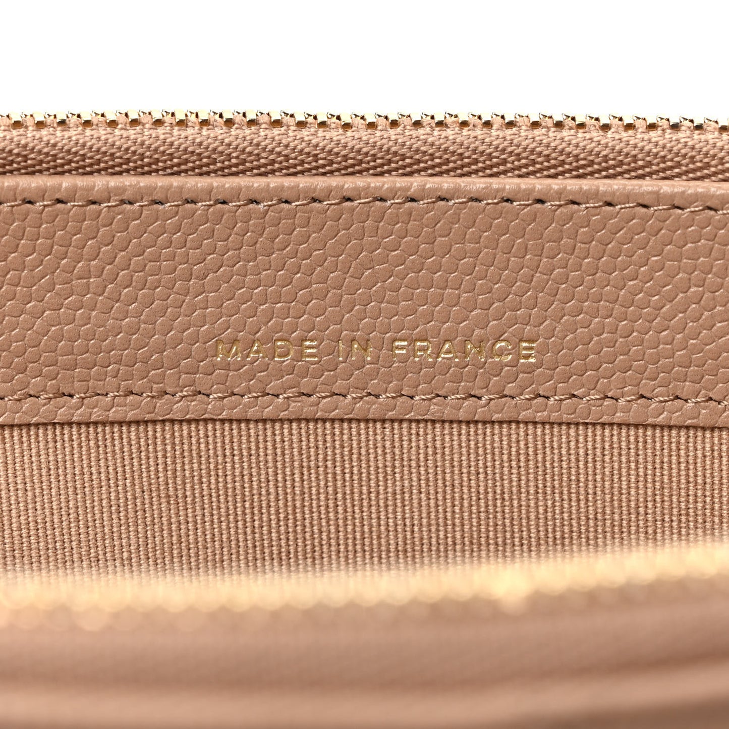 Caviar Quilted Small Clutch With Chain Beige