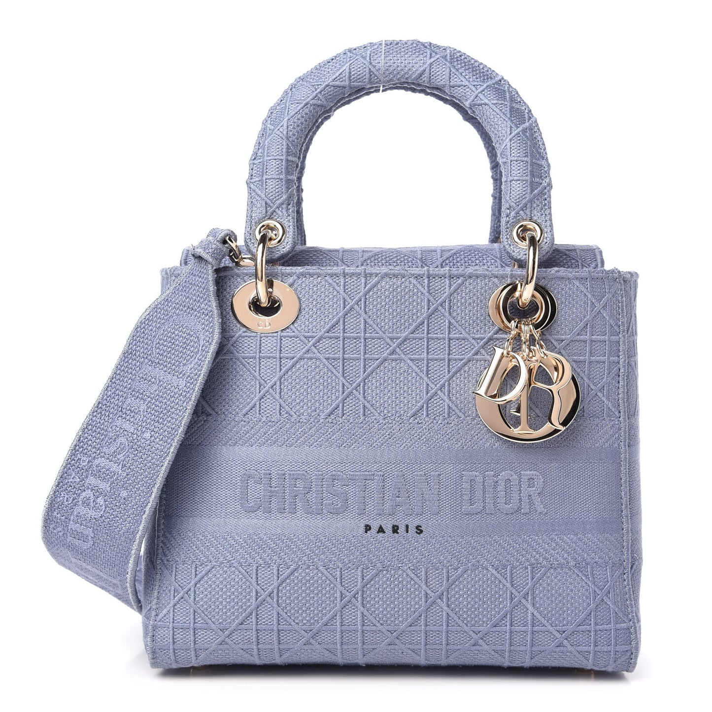 Canvas Embroidered Cannage Medium Lady D-Lite Blue