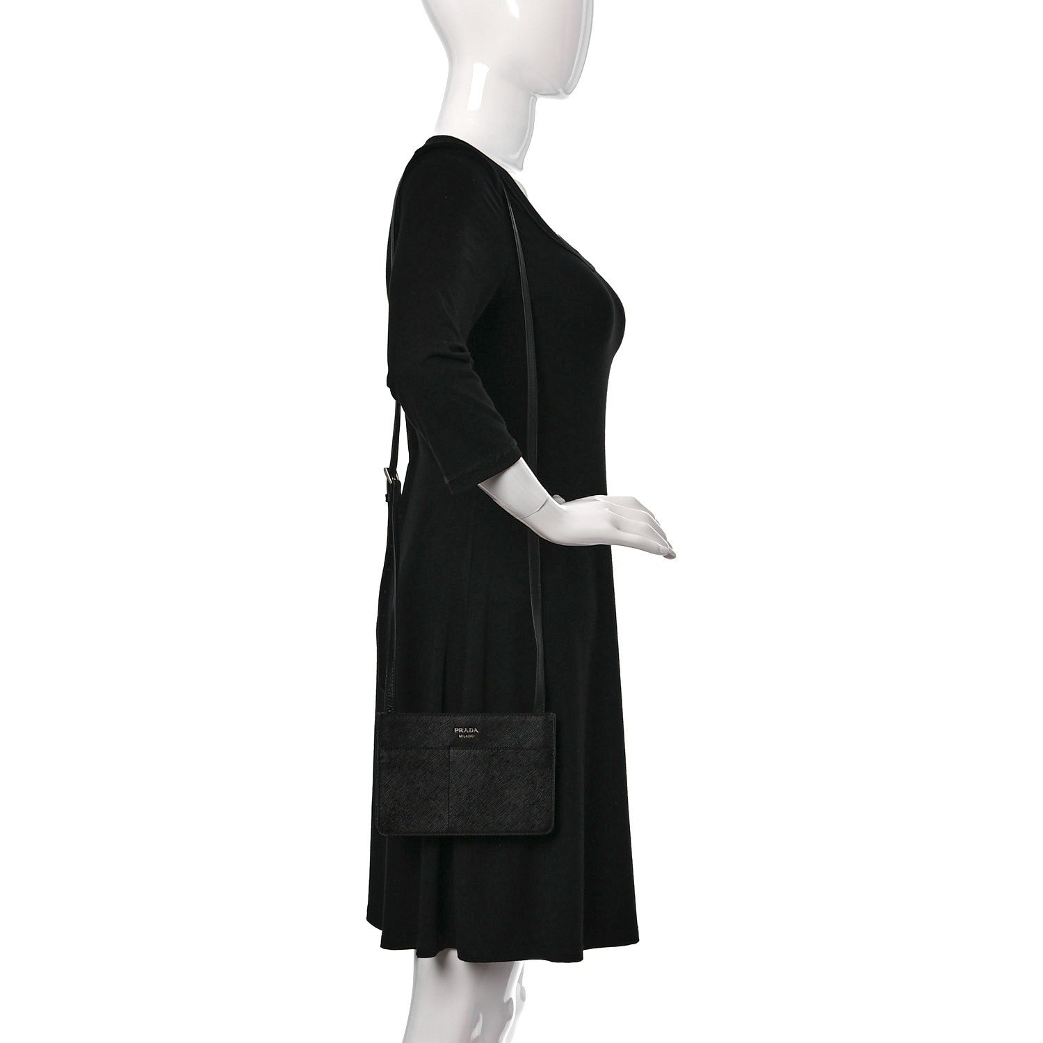 Prada Saffiano Crossbody Bag Black 2 of 8
