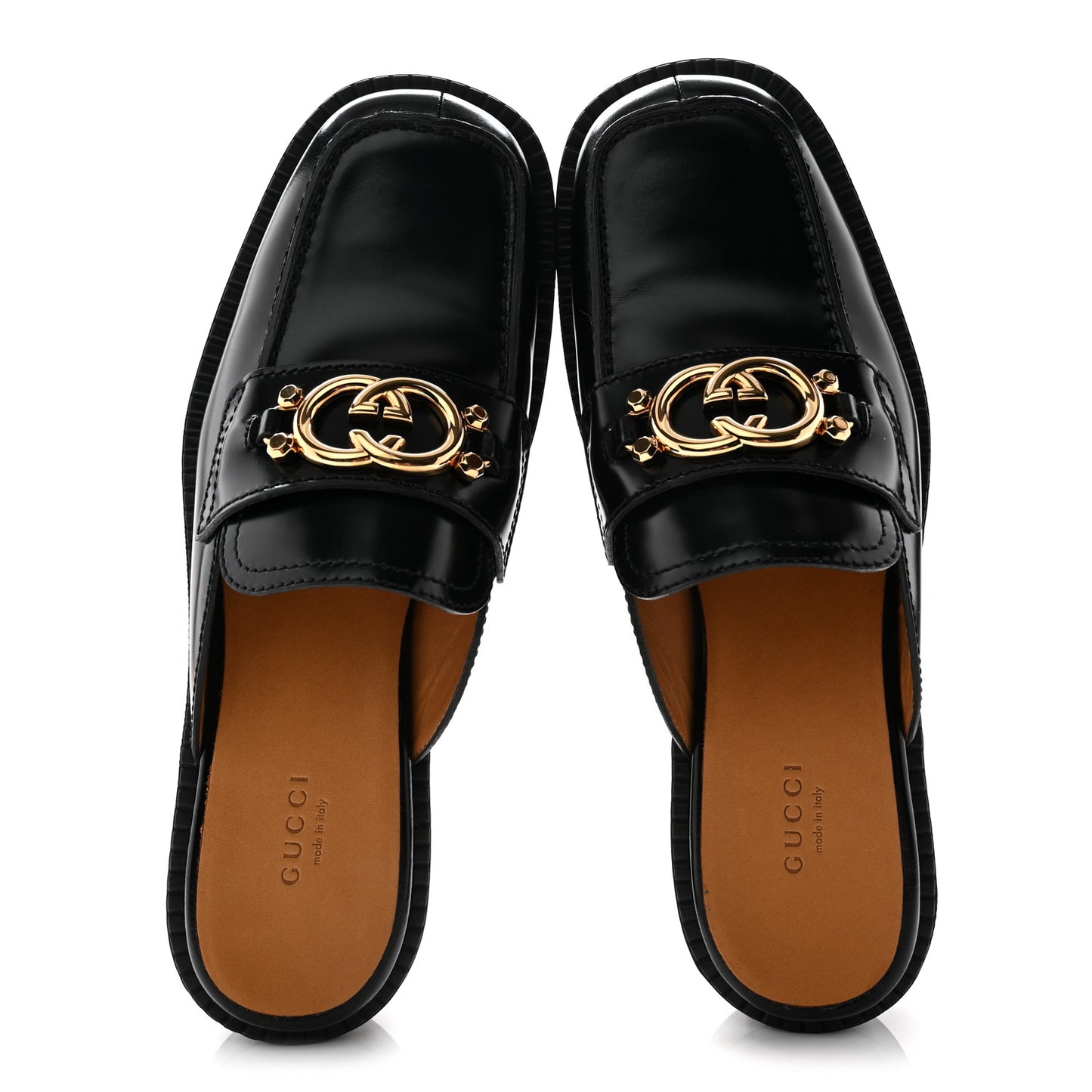 Spice Lux Womens Interlocking G Slippers 40 Black