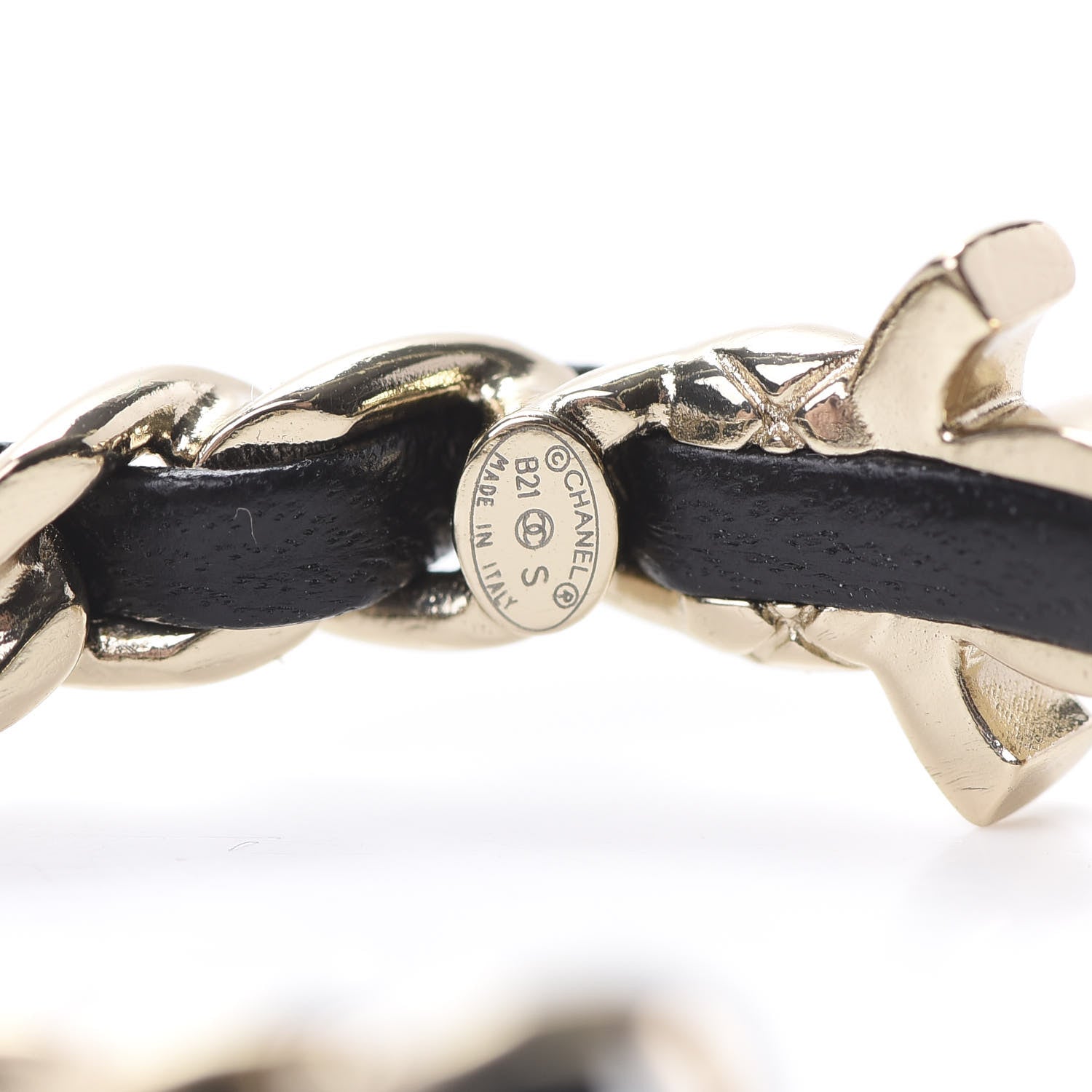 Chanel Lambskin CC Turnlock Chain Hoop Earrings Gold Black 4 of 4
