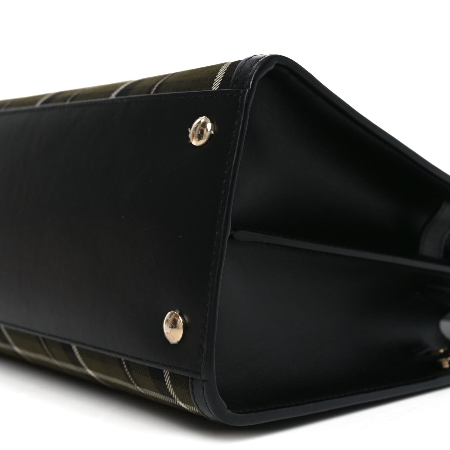 Burberry Wool Tartan Two Handle Title Bag Dark Green 9 of 9