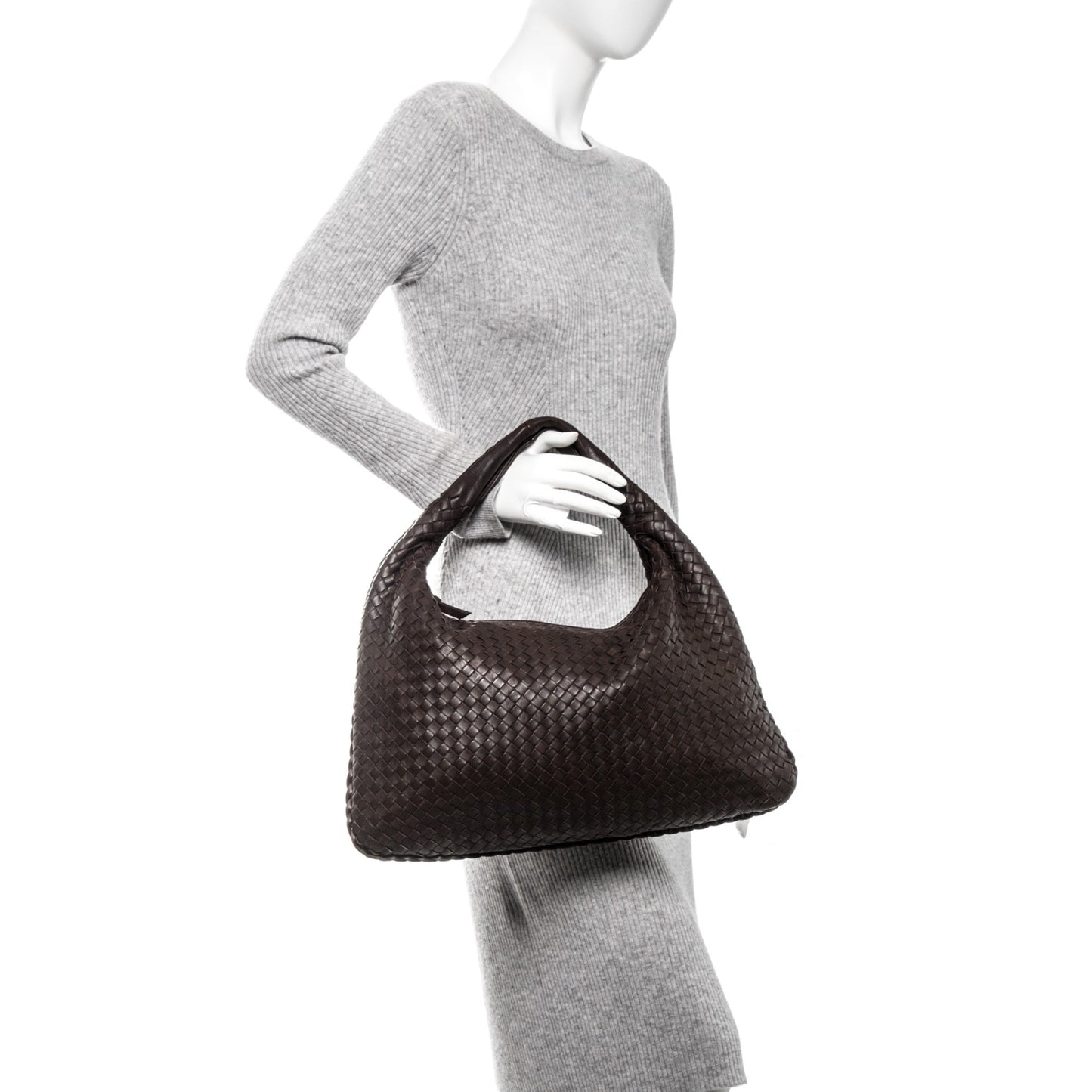 Nappa Intrecciato Large Veneta Hobo Ebano