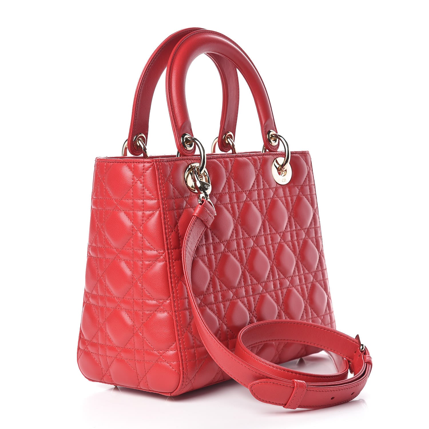 Christian Dior Lambskin Cannage Medium Lady Dior Red 3 of 11