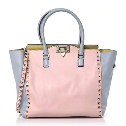 Valentino Garavani Vitello Watercolor Rockstud Double Handle Tote Rose Green Yellow Sky 1 of 21