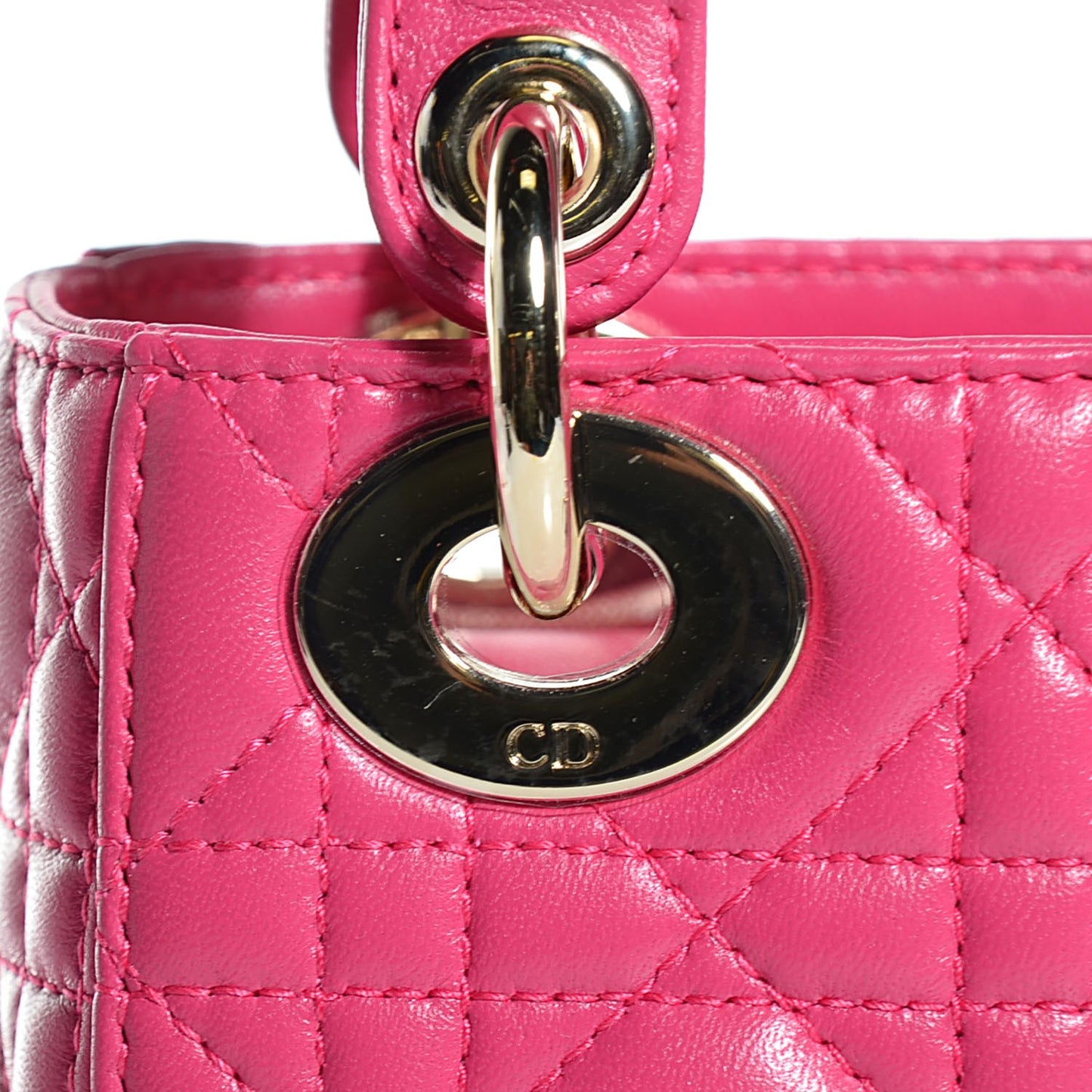 Lambskin Cannage Mini Lady Dior Hot Pink