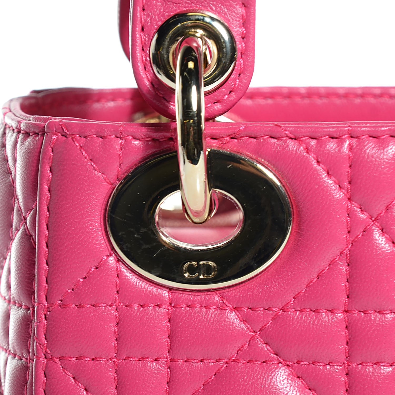 Christian Dior Lambskin Cannage Mini Lady Dior Hot Pink 10 of 10
